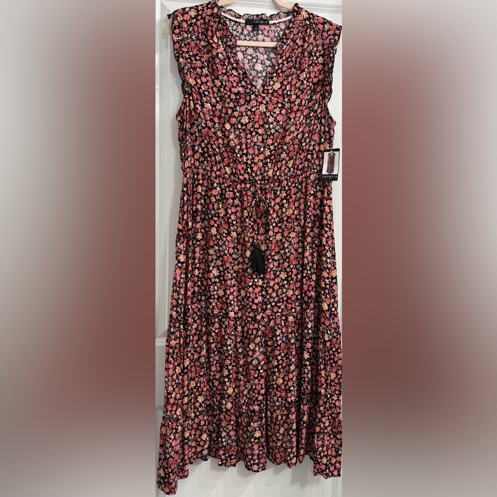 Signature by Sangria A-Line Skirt - Black and Pink Floral